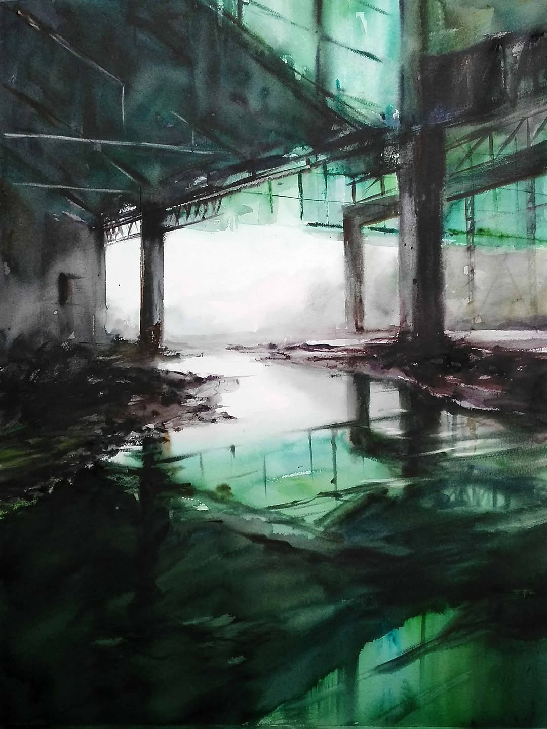 Pintura S.T. — Acuarela sobre papel de Jorge López Marrón