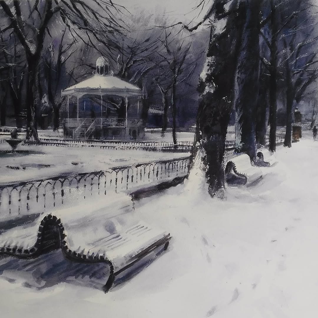 Pintura S.T. — Acuarela sobre papel de Jorge López Marrón