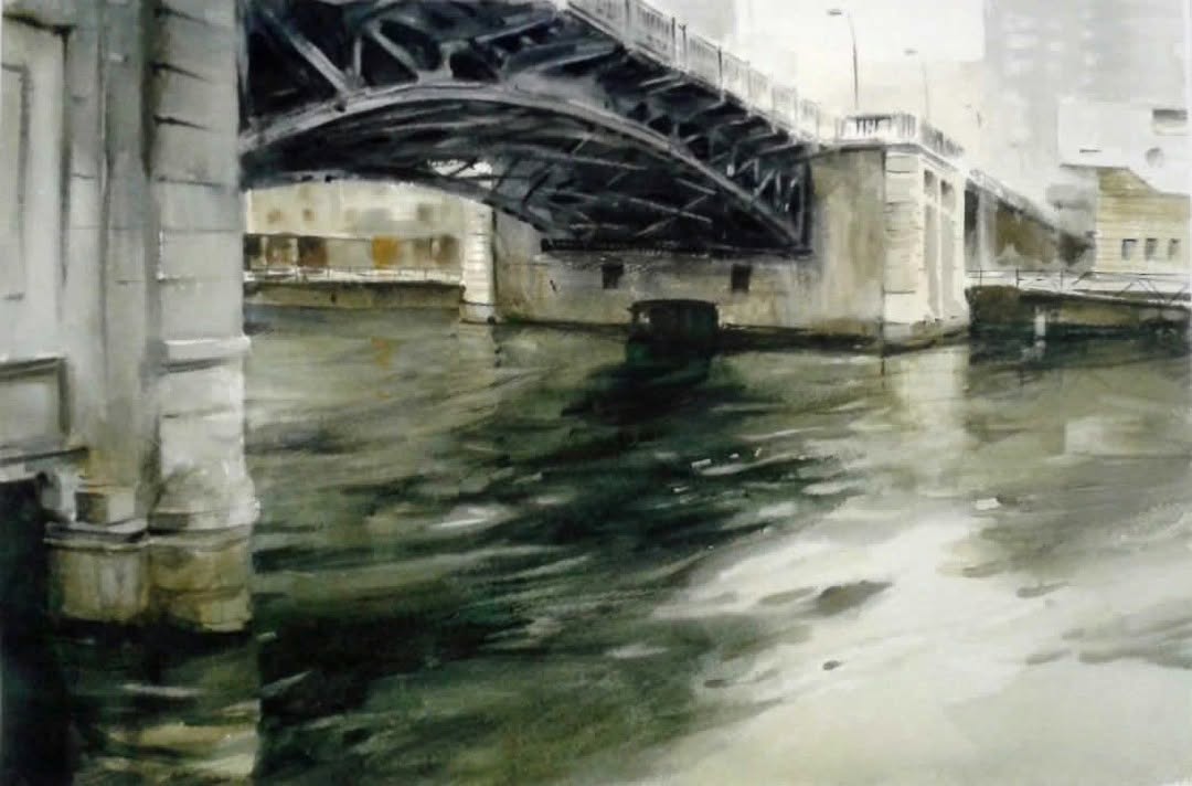 Pintura S.T. — Acuarela sobre papel de Jorge López Marrón